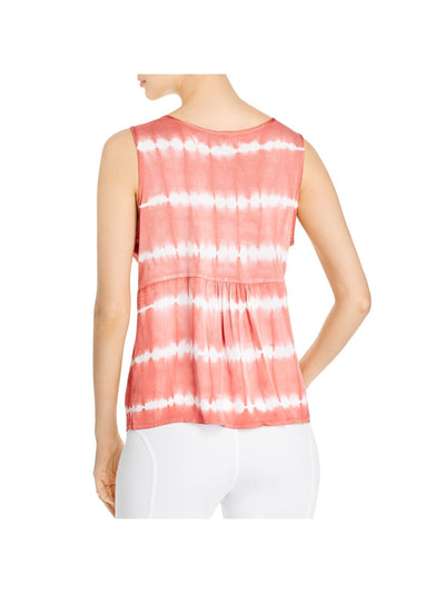 XCVI Womens Coral Tie Dye Sleeveless Crew Neck Tank Top XL