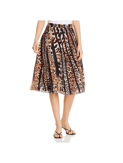 KOBI HALPERIN Womens Black Zippered Lined Animal Print Below The Knee Wear To Work A-Line Skirt S