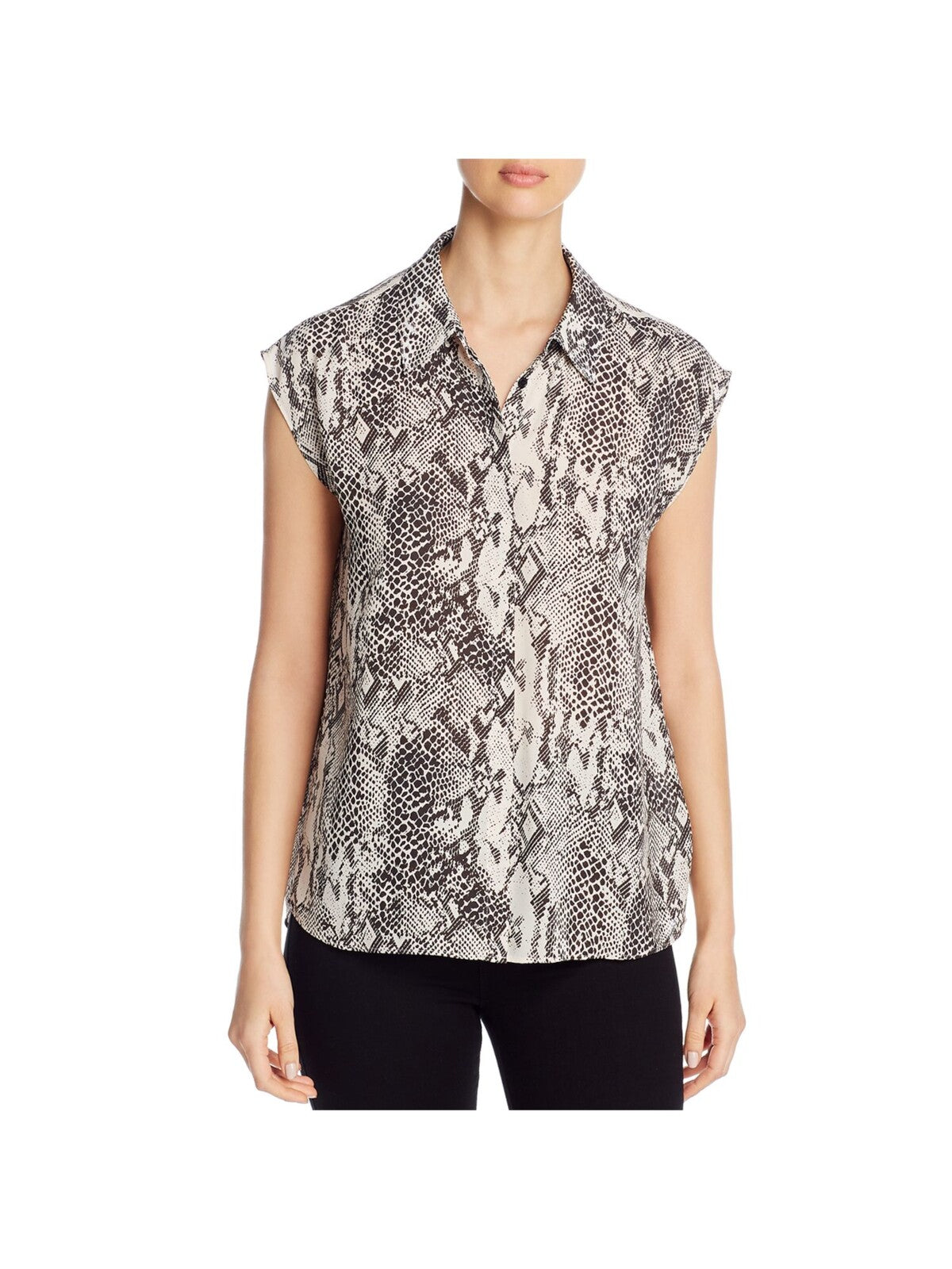 MARLED REUNITED CLOTHING Womens Cap Sleeve Split Neck Hi-Lo Top