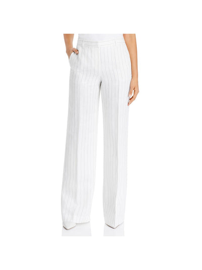 LAFAYETTE 148 Womens Light Blue Zippered Pocketed High Rise Pinstripe Wear To Work Wide Leg Pants 0