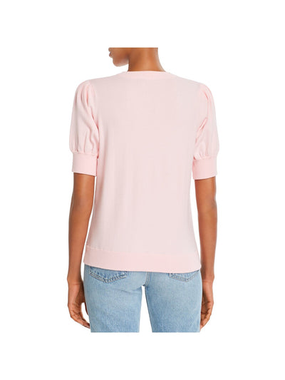 MINNIEROSE Womens Pink Pouf Sleeve Crew Neck Top XS