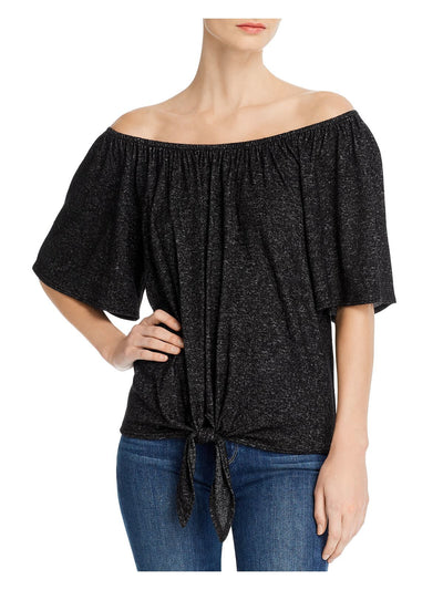 K & C Womens Stretch Tie Elbow Sleeve Off Shoulder Top