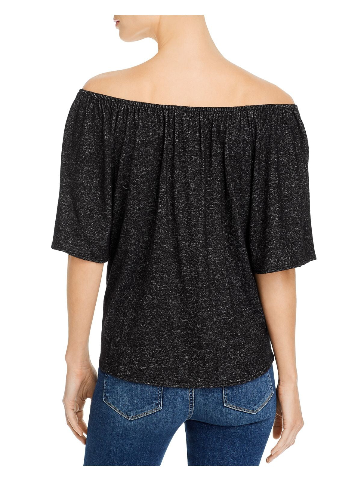 K & C Womens Stretch Tie Elbow Sleeve Off Shoulder Top