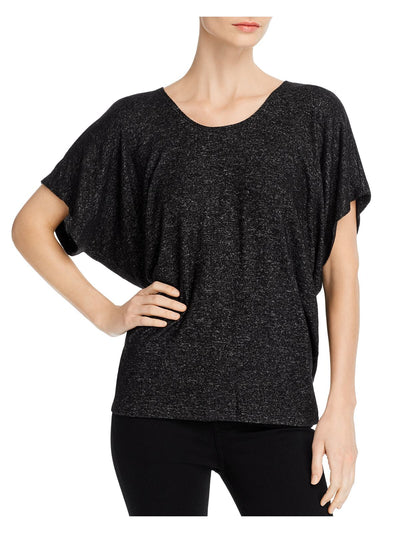 K & C Womens Black Stretch Heather Dolman Sleeve Scoop Neck Top S