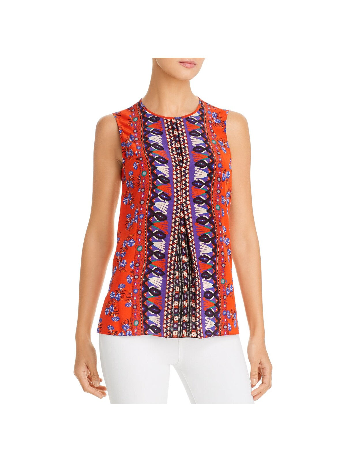KOBI HALPERIN Womens Sleeveless Keyhole Crew Neck Blouse