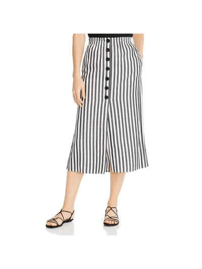 CUPCAKES AND CASHMERE Womens Black Stretch Pocketed Button-down Striped Midi Skirt 6