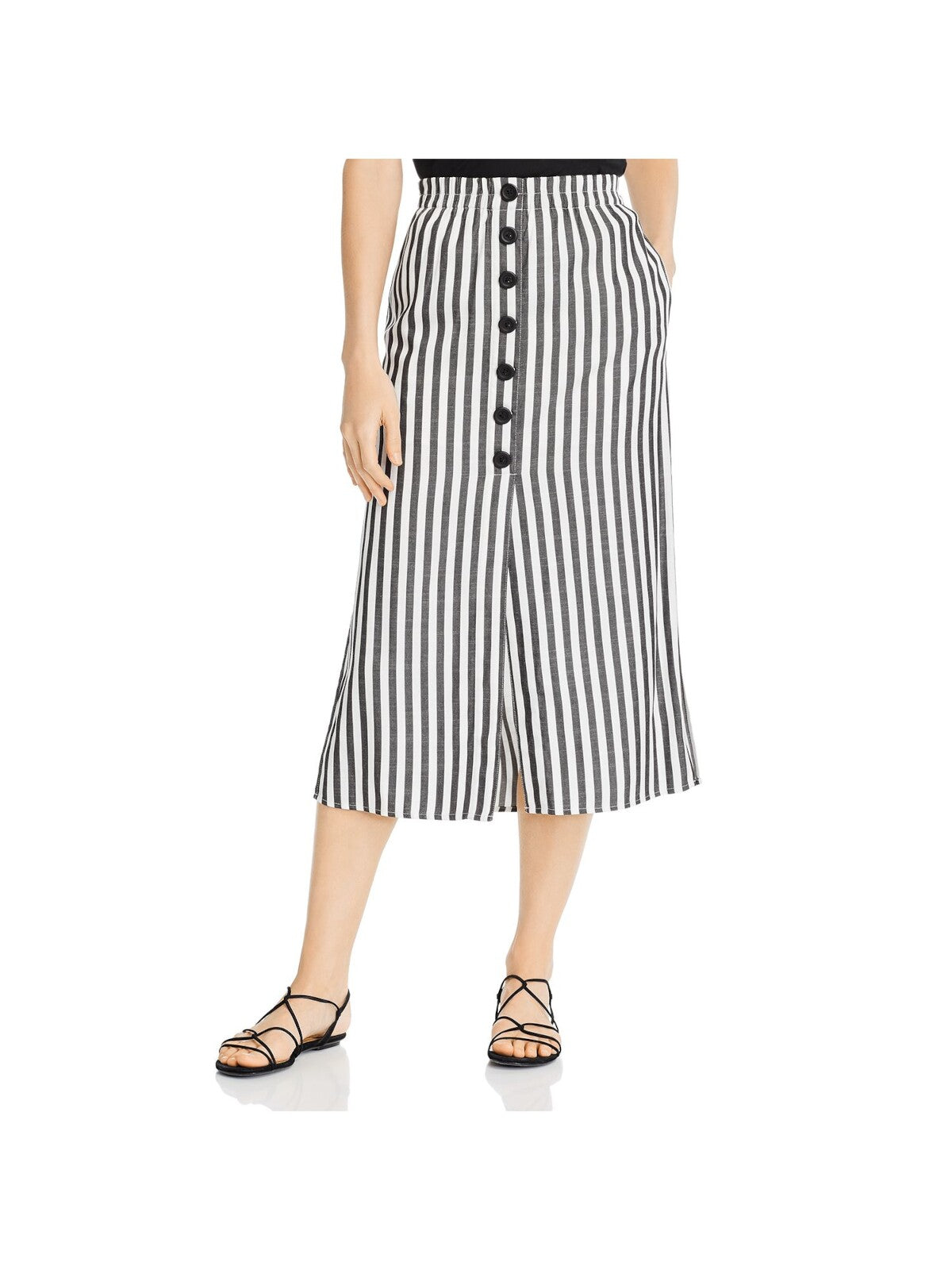 CUPCAKES AND CASHMERE Womens Stretch Pocketed Button-down Midi Skirt