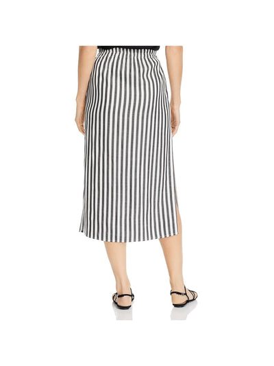 CUPCAKES AND CASHMERE Womens Black Stretch Pocketed Button-down Striped Midi Skirt 2