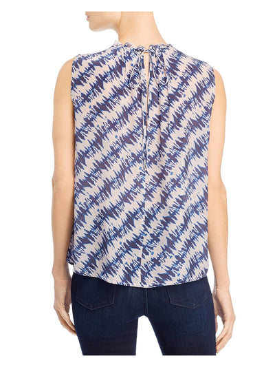 VELVET Womens Blue Printed Sleeveless Tie Neck Top Size: XS