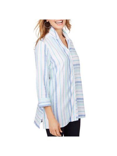 FOXCROFT Womens Cuffed Sleeve Collared Tunic Top