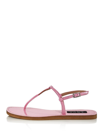 AQUA Womens Pink T-Strap Zen Round Toe Buckle Thong Sandals Shoes 7.5 M