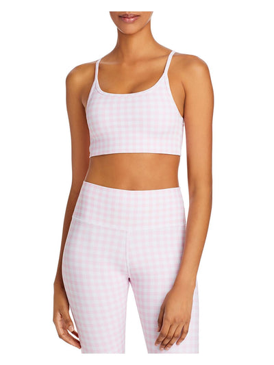 AQUA ATHLETIC Intimates Pink Low-Impact Gingham Sports Bra XS