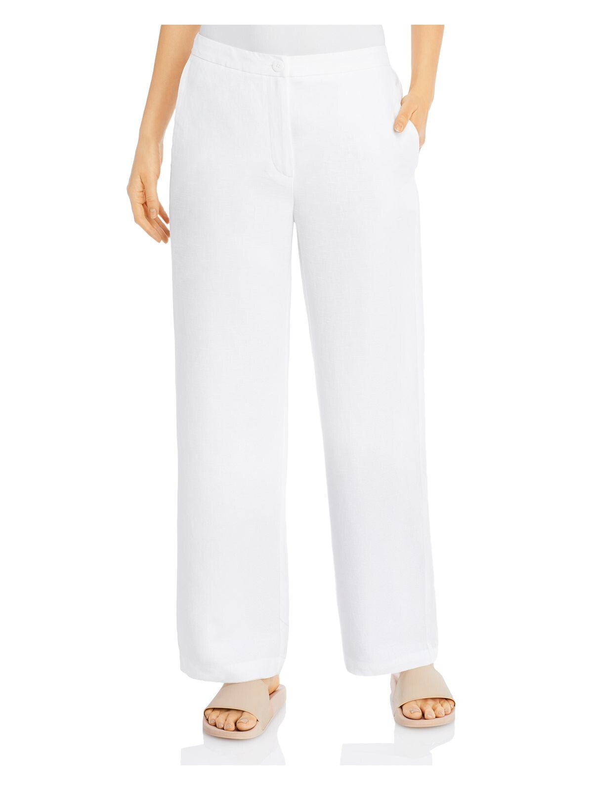 EILEEN FISHER Womens White Straight leg Pants M