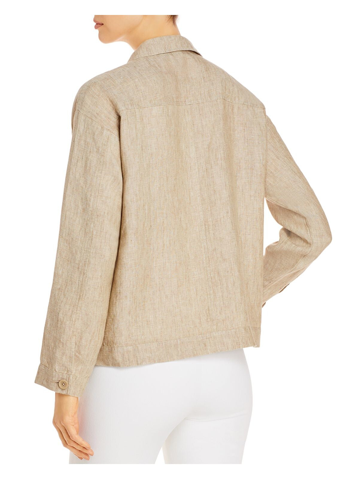 EILEEN FISHER Womens Beige Button Down Jacket L