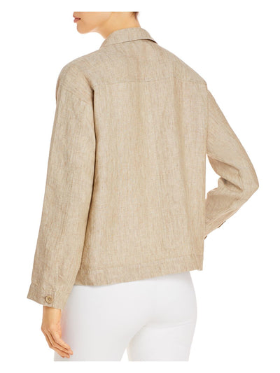 EILEEN FISHER Womens Beige Button Down Jacket M