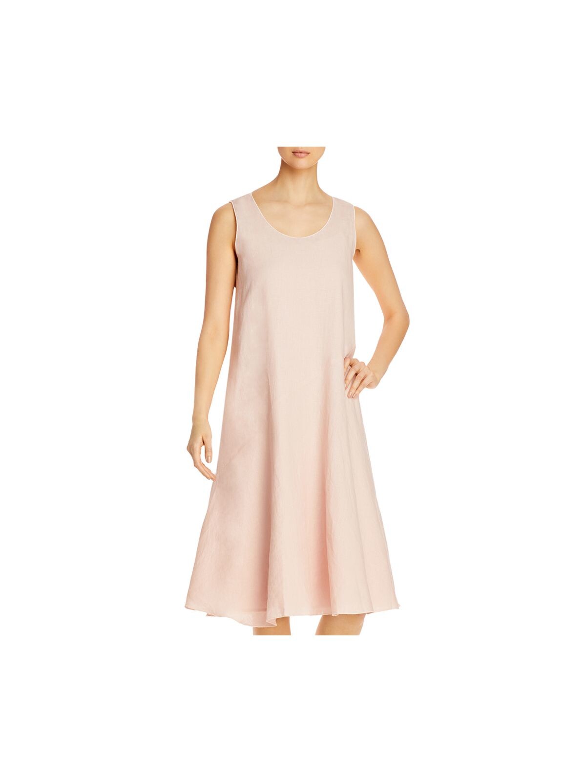 EILEEN FISHER Womens Pink Sleeveless Scoop Neck Below The Knee Shift Dress XXS