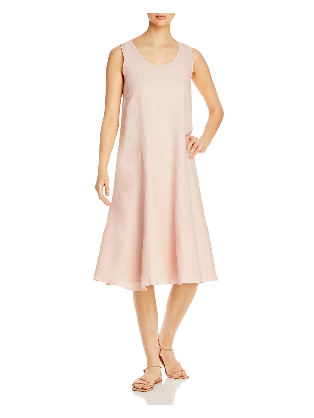 EILEEN FISHER Womens Pink Sleeveless Scoop Neck Below The Knee Shift Dress XS