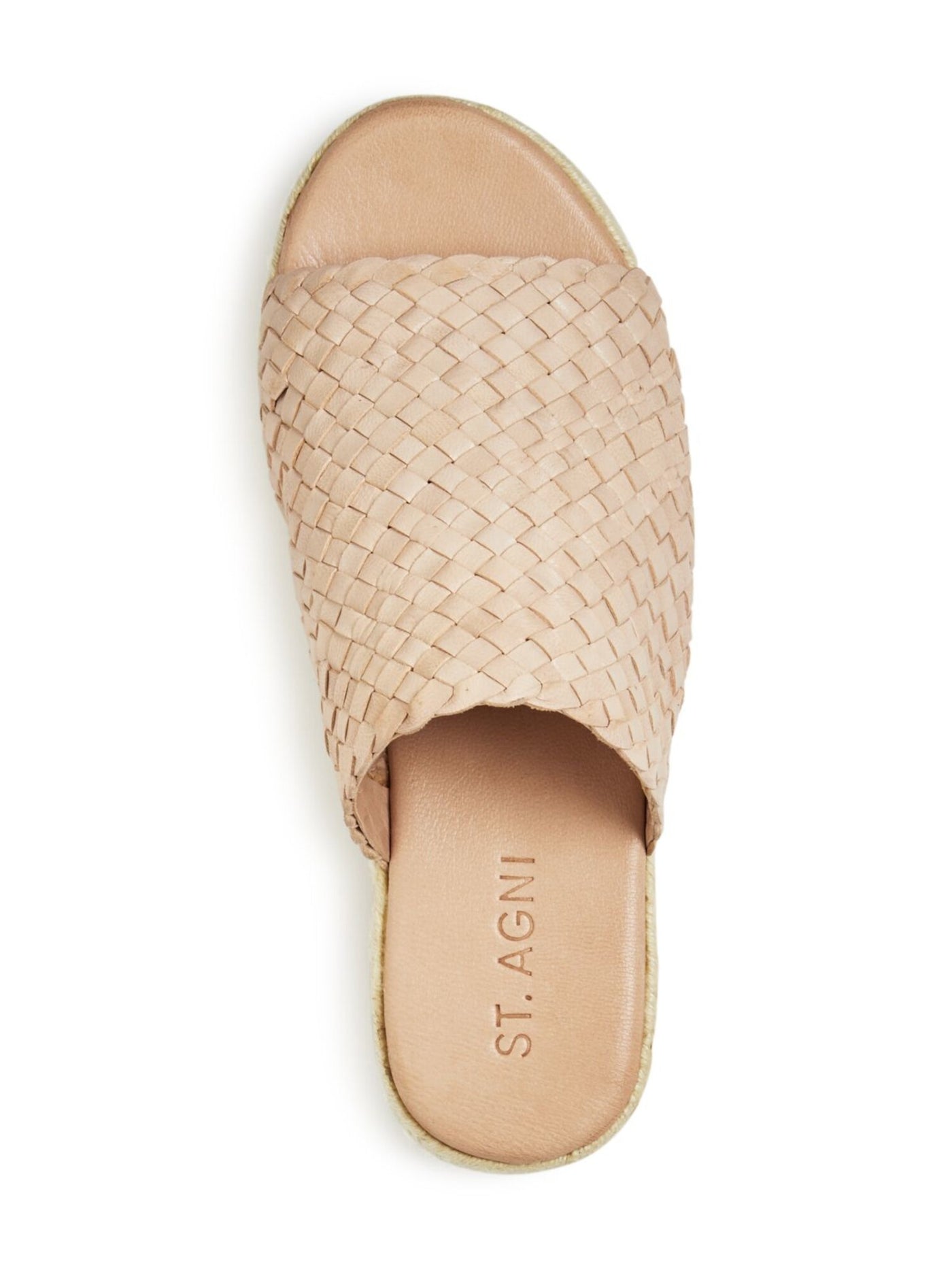 ST. AGNI Womens Beige Woven Tuscan Round Toe Platform Slip On Leather Espadrille Shoes 37