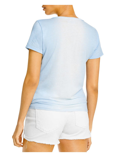AQUA Womens Light Blue V Neck T-Shirt M