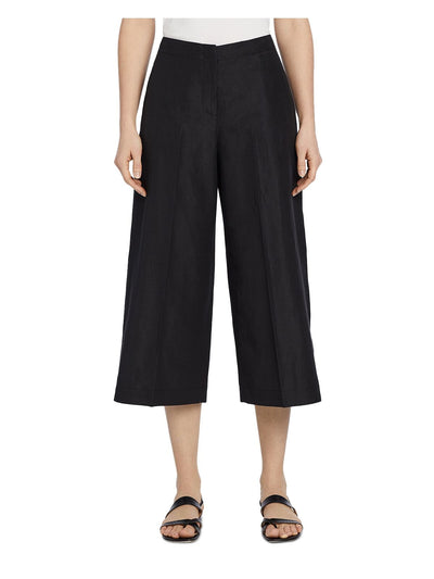 LAFAYETTE 148 Womens Black Zippered Pocketed Wide Leg Capri High Waist Pants 12