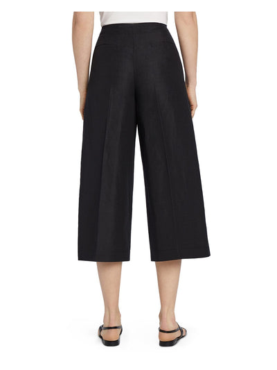 LAFAYETTE 148 Womens Black Zippered Pocketed Wide Leg Capri High Waist Pants 12