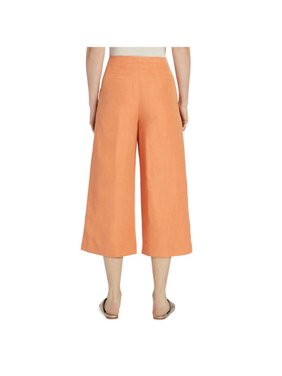 LAFAYETTE 148 Womens Orange Zippered Pocketed Wide Leg Capri High Waist Pants 0