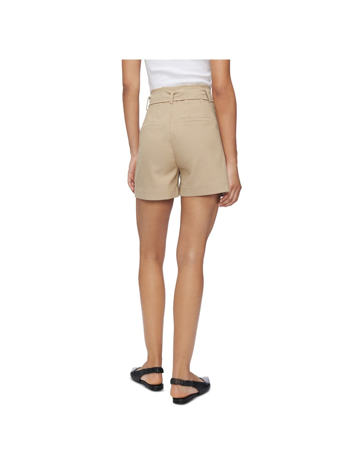 ANINE BING Womens Beige Pocketed Pleated Paperbag Waist Self Tie Wear To Work Cuffed Shorts 40