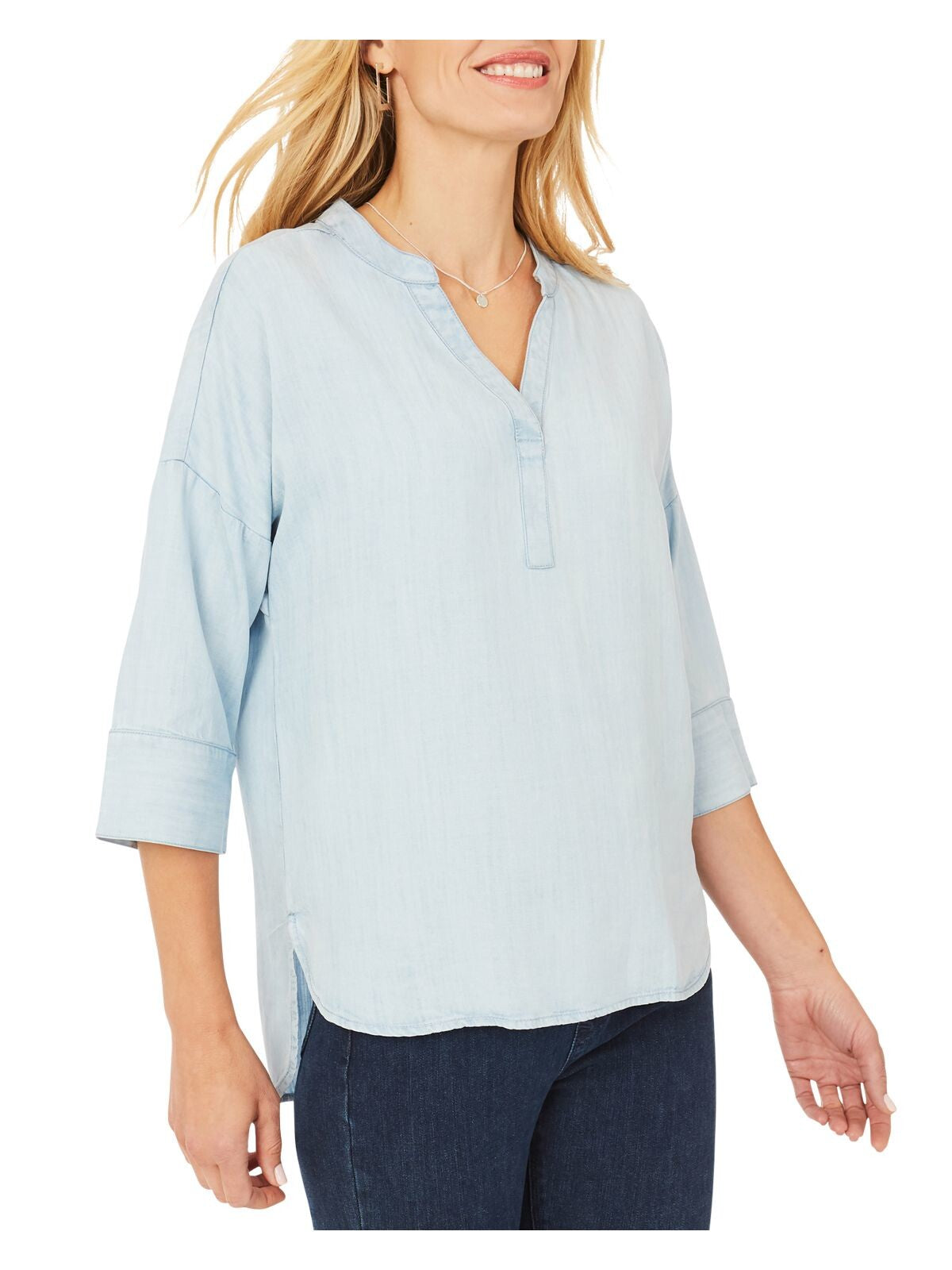 FOXCROFT Womens 3/4 Sleeve Hi-Lo Top