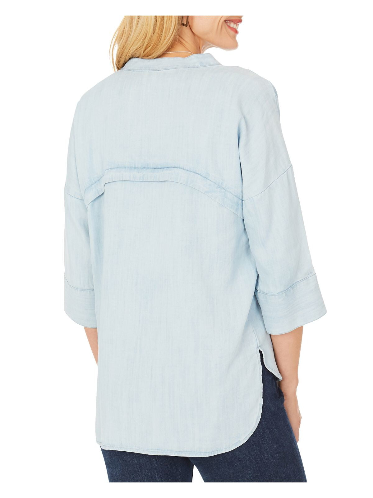 FOXCROFT Womens 3/4 Sleeve Hi-Lo Split Neck Top