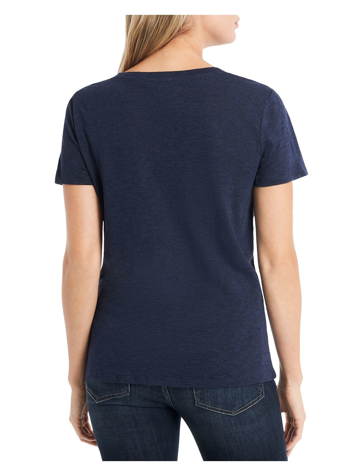 VINCE CAMUTO Womens Navy Short Sleeve Scoop Neck Top XS