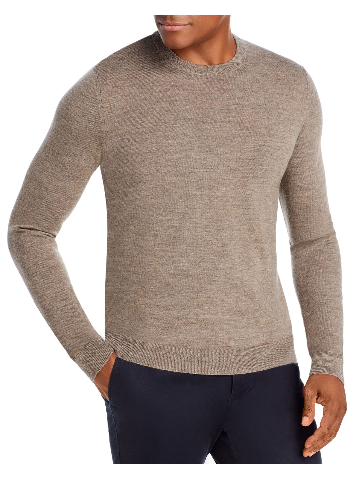 THE MENS STORE Mens Brown Heather Long Sleeve Crew Neck Classic Fit Pullover Sweater XL