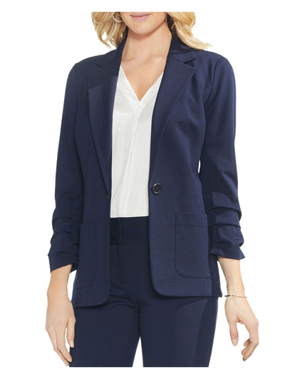VINCE CAMUTO Womens Pocketed 3/4 Sleeve Notched Collar Button Wear To Work Jacket