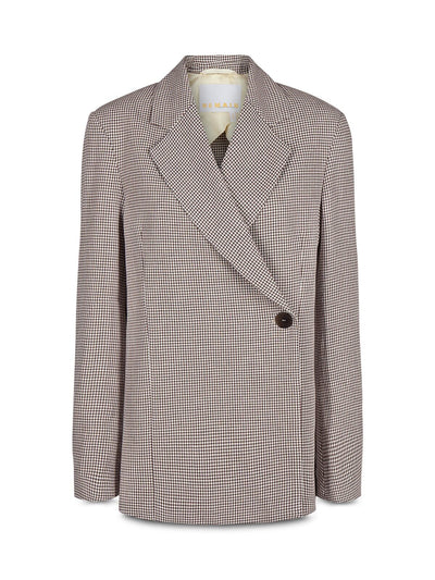 REMAIN Womens Beige Check Wear To Work Blazer Jacket 8