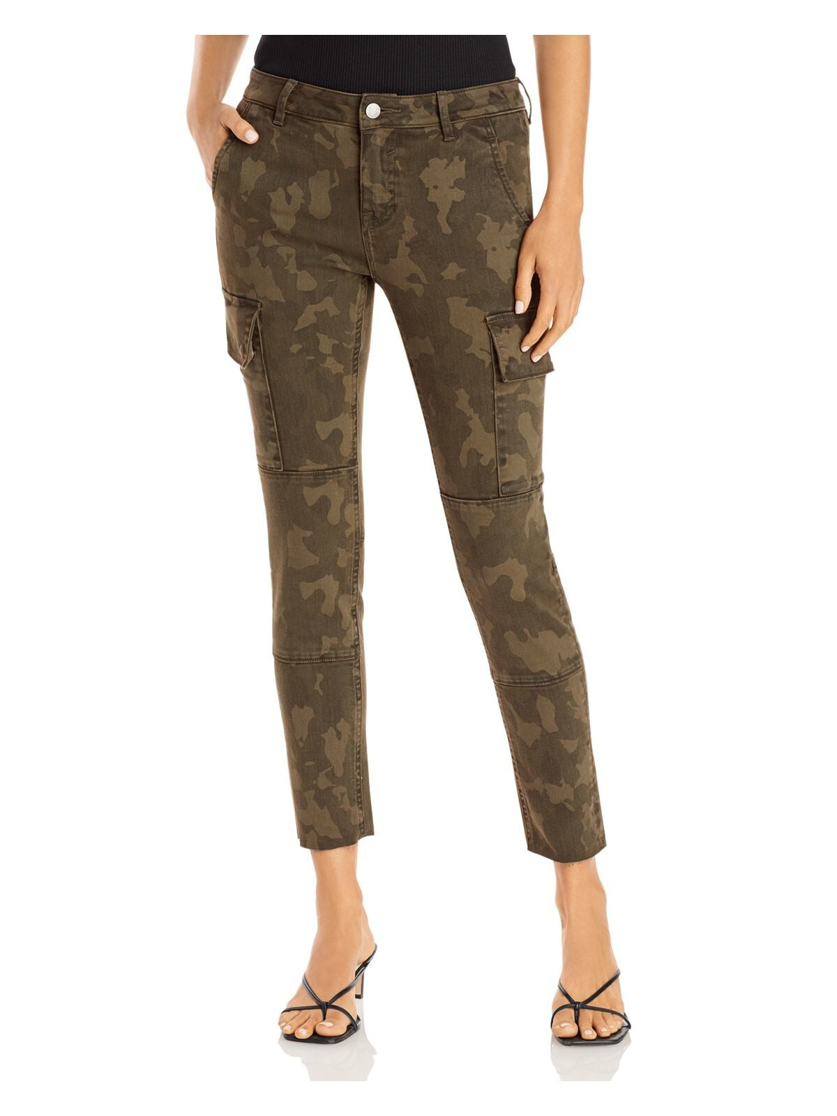 AQUA Womens Pocketed Fringed Cargo Pants