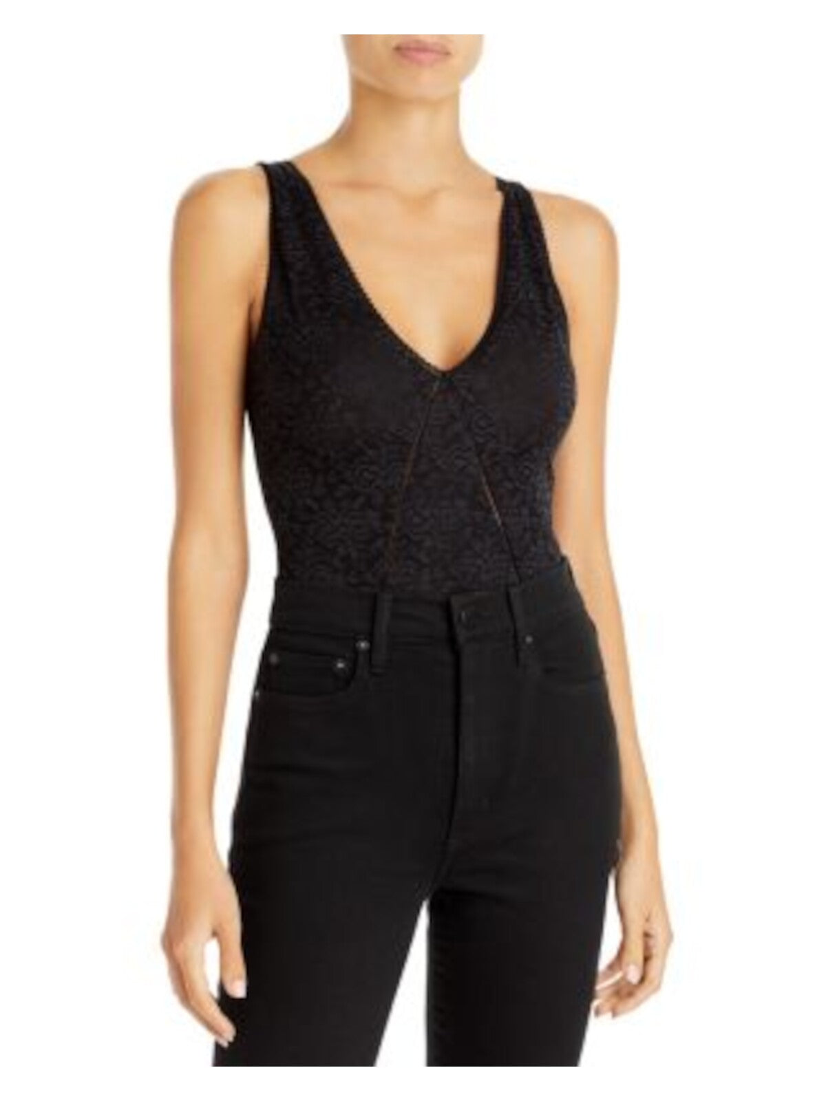 JONATHAN SIMKHAI Intimates Black Sheer Mock Neck Bodysuit Long Sleeve Thong Back XS