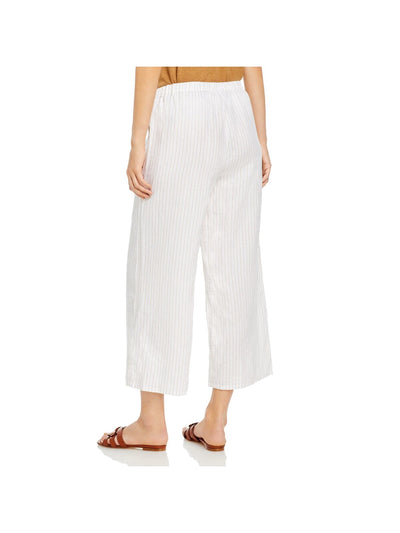 EILEEN FISHER Womens White Pocketed Elastic Waist Pull On Pinstripe Cropped Pants S\P