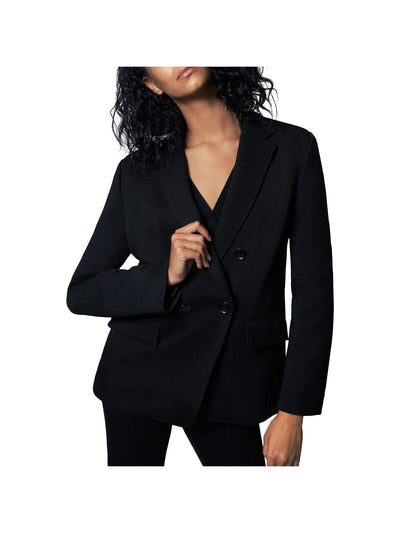 B NEW YORK Womens Stretch Pocketed Faux Double-breasted Wear To Work Blazer Jacket