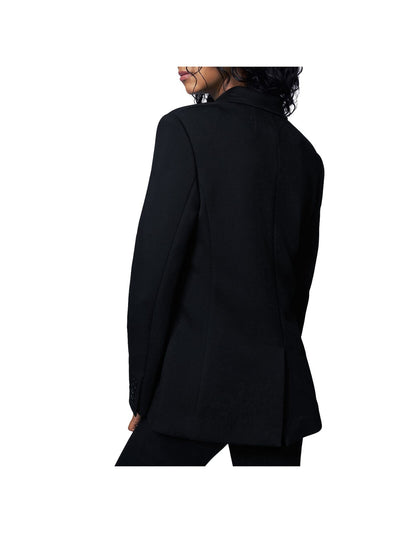 B NEW YORK Womens Black Stretch Pocketed Faux Double-breasted Wear To Work Blazer Jacket S