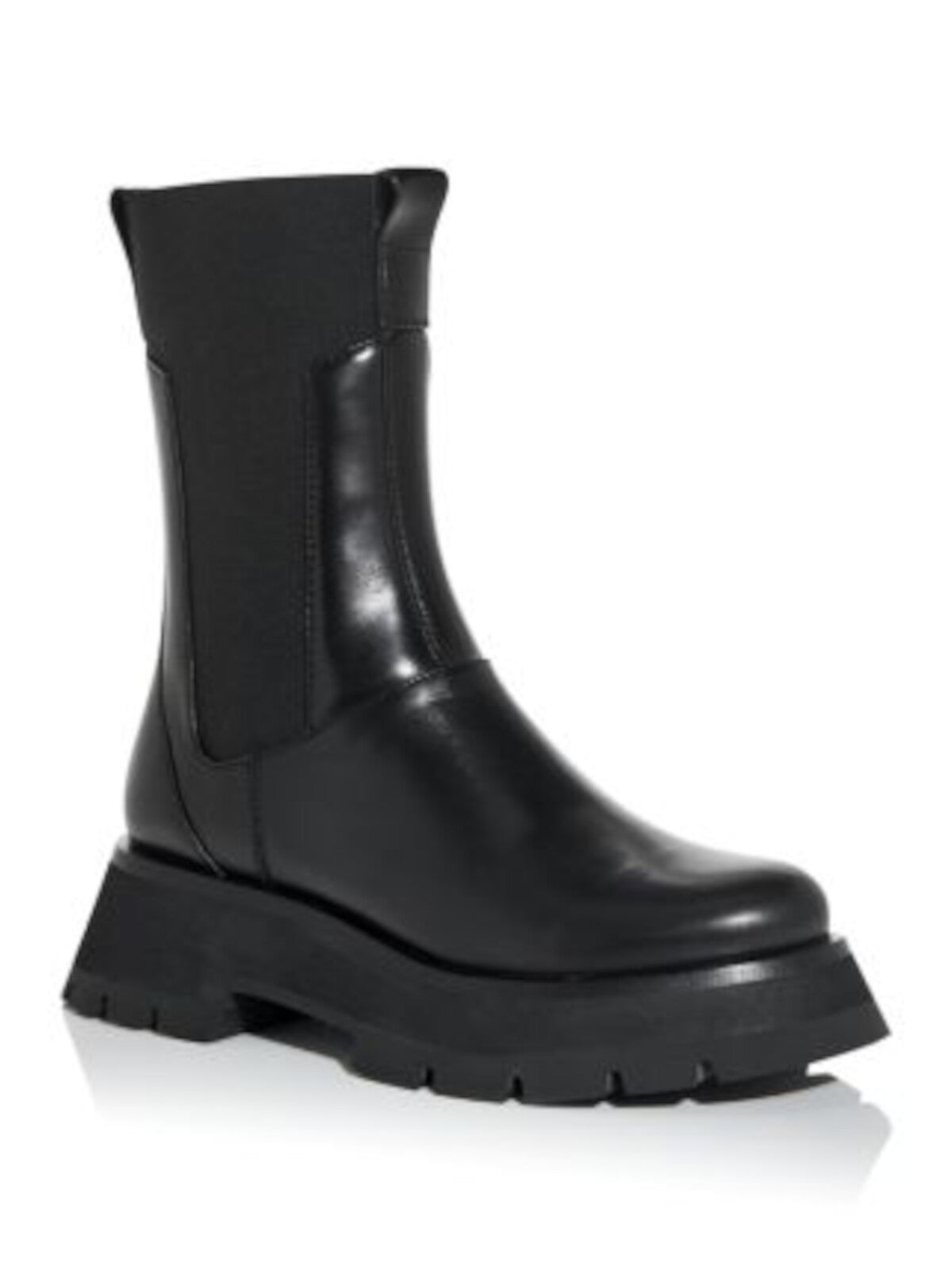 3.1 PHILLIP LIM Womens Black Pull Tab 1-1/2" Platform Goring Kate Round Toe Block Heel Leather Combat Boots 41