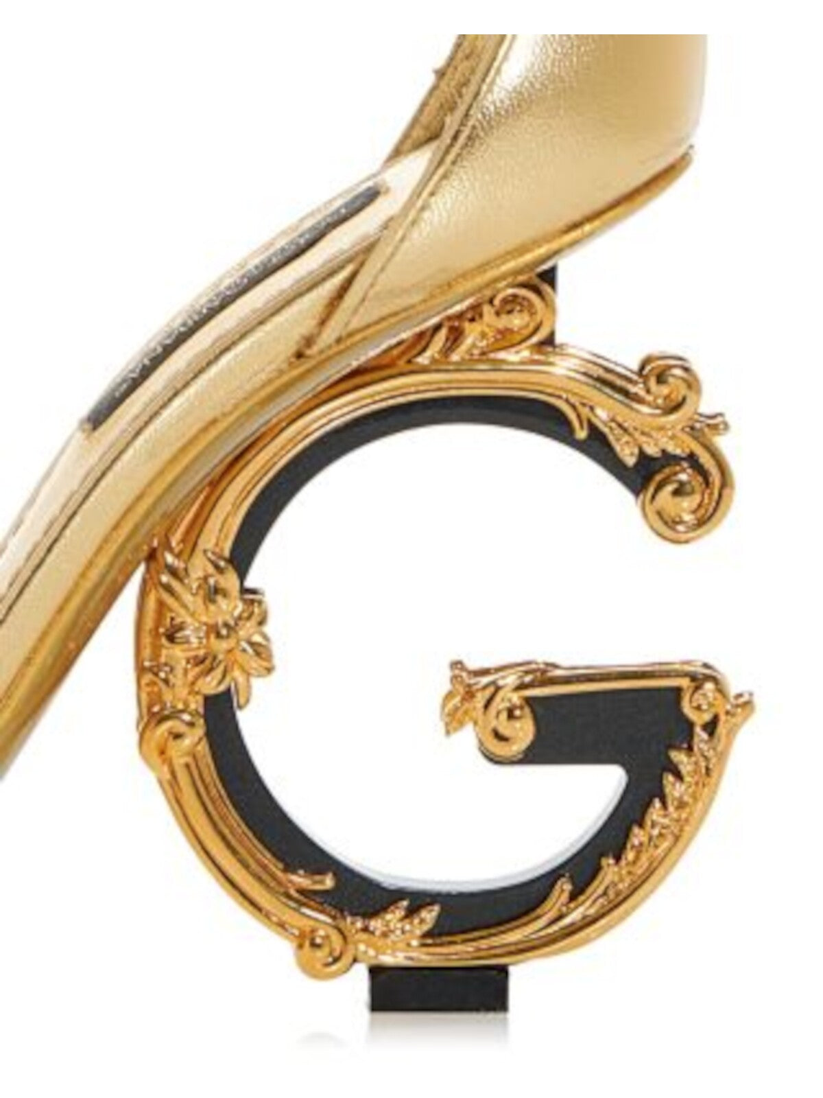 DOLCE & GABBANA Womens Gold Ankle Strap Metallic Padded Almond Toe Sculpted Heel Buckle Leather Dress Heeled