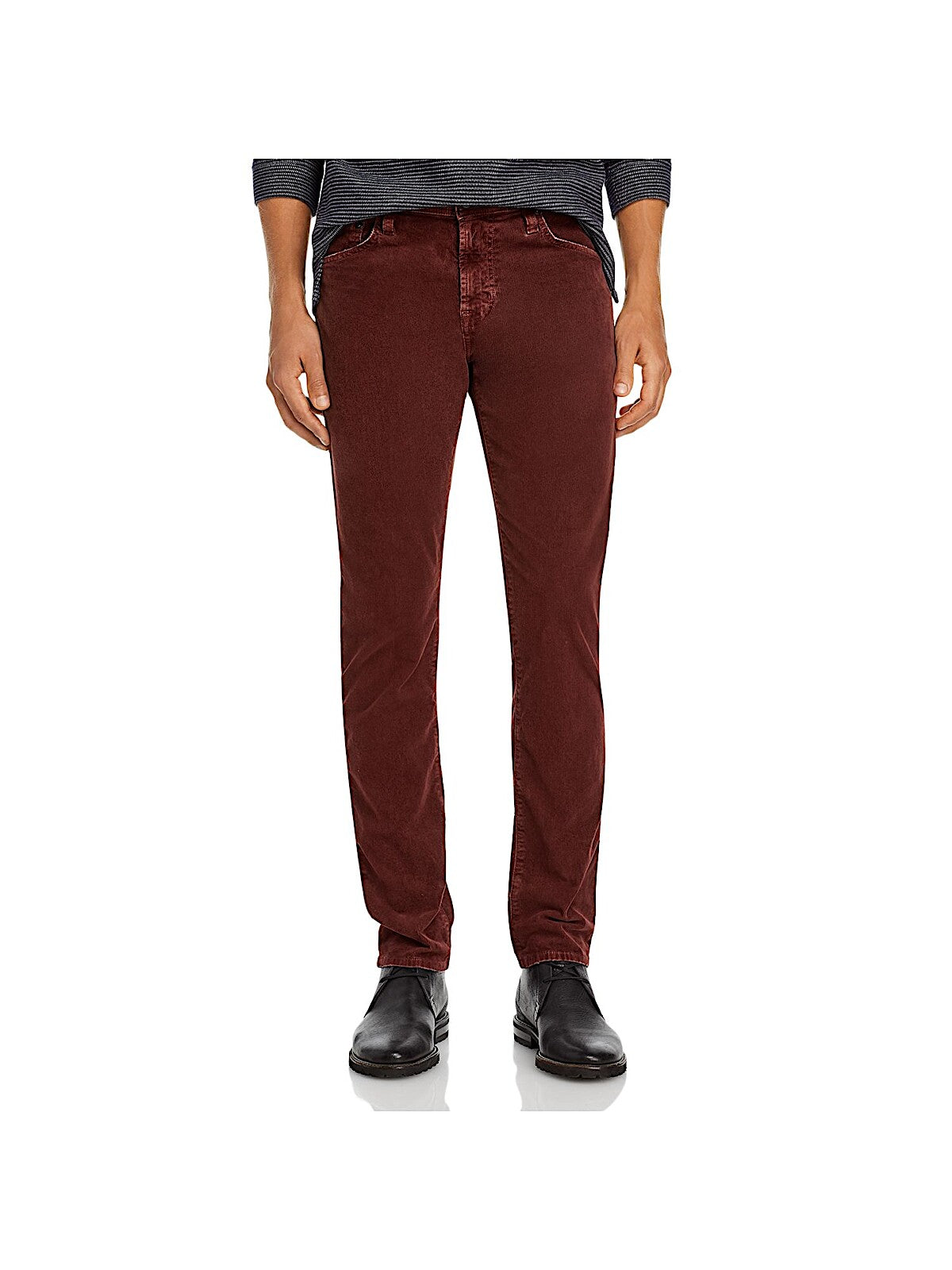 ADRIANO GOLDSCHMIED Mens Maroon Straight Leg, Slim Fit Cotton Blend Pants 34R