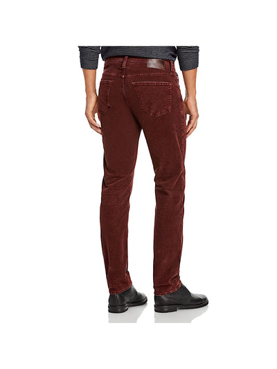 ADRIANO GOLDSCHMIED Mens Maroon Straight Leg, Slim Fit Cotton Blend Pants 34R