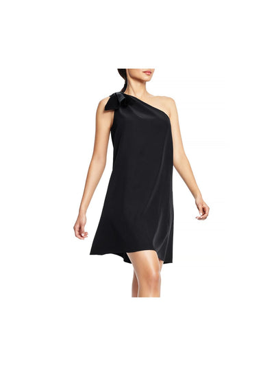 AIDAN MATTOX Womens Sleeveless Asymmetrical Neckline Above The Knee Evening Shift Dress