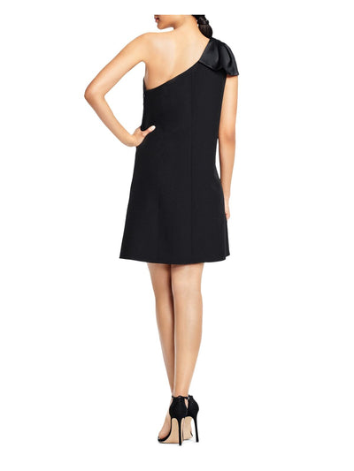 AIDAN MATTOX Womens Sleeveless Asymmetrical Neckline Above The Knee Evening Shift Dress