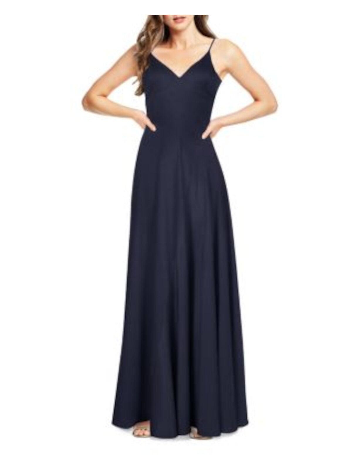 AIDAN MATTOX Womens Spaghetti Strap V Neck Full-Length Evening Dress