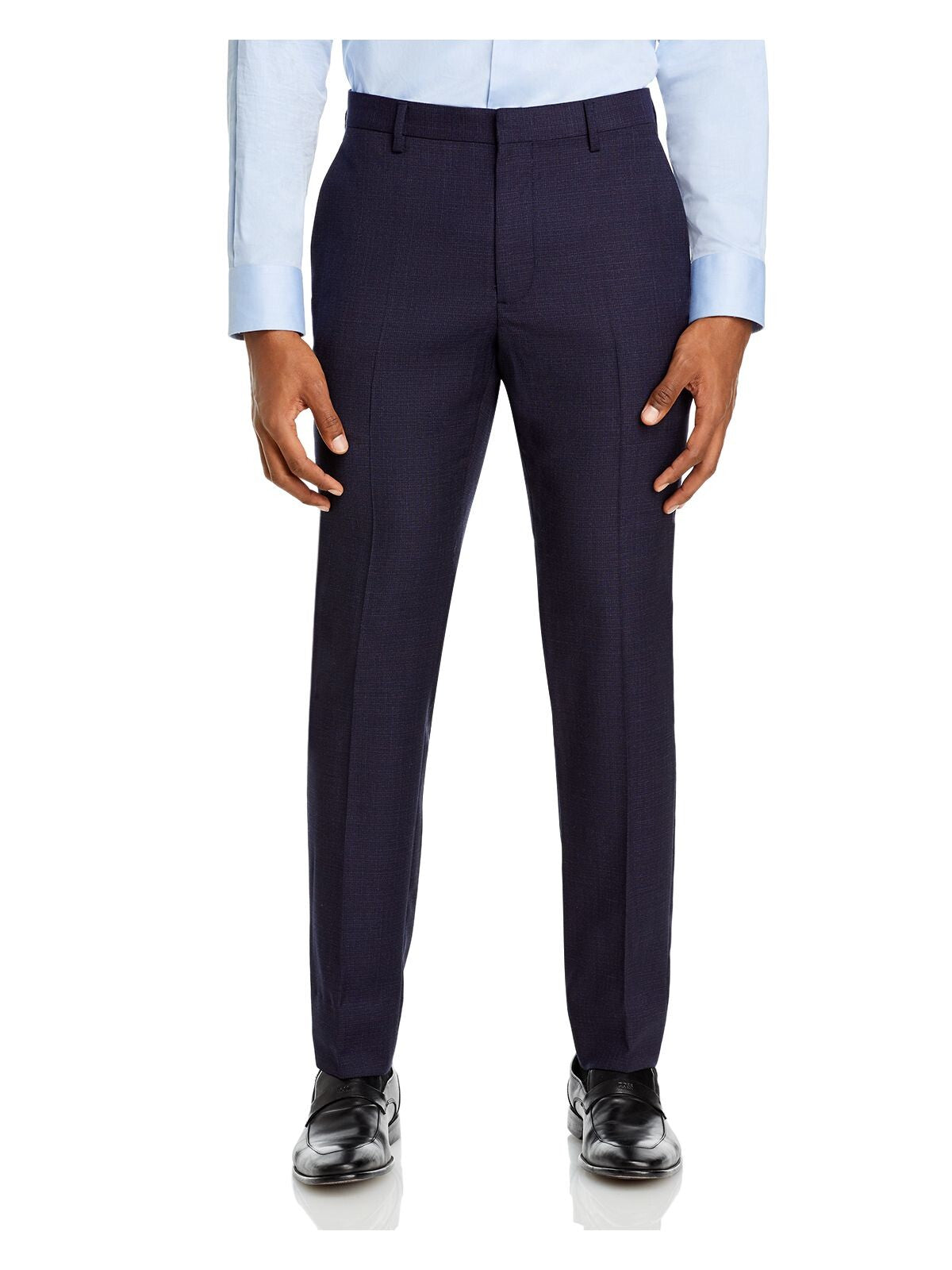 THEORY Mens Navy Flat Front, Straight Leg Extra Slim Fit Pants 30