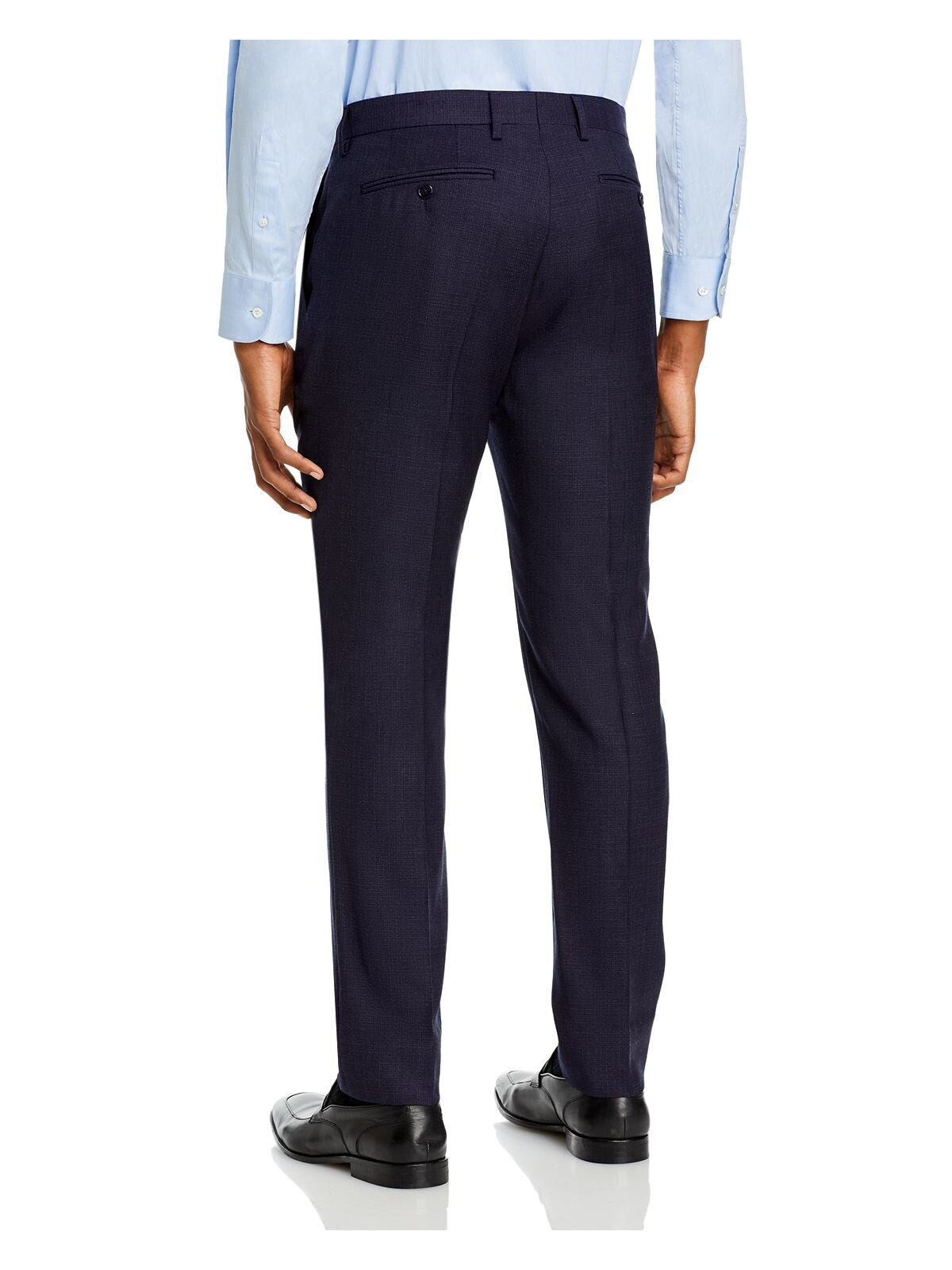 THEORY Mens Navy Flat Front, Straight Leg Extra Slim Fit Pants 34