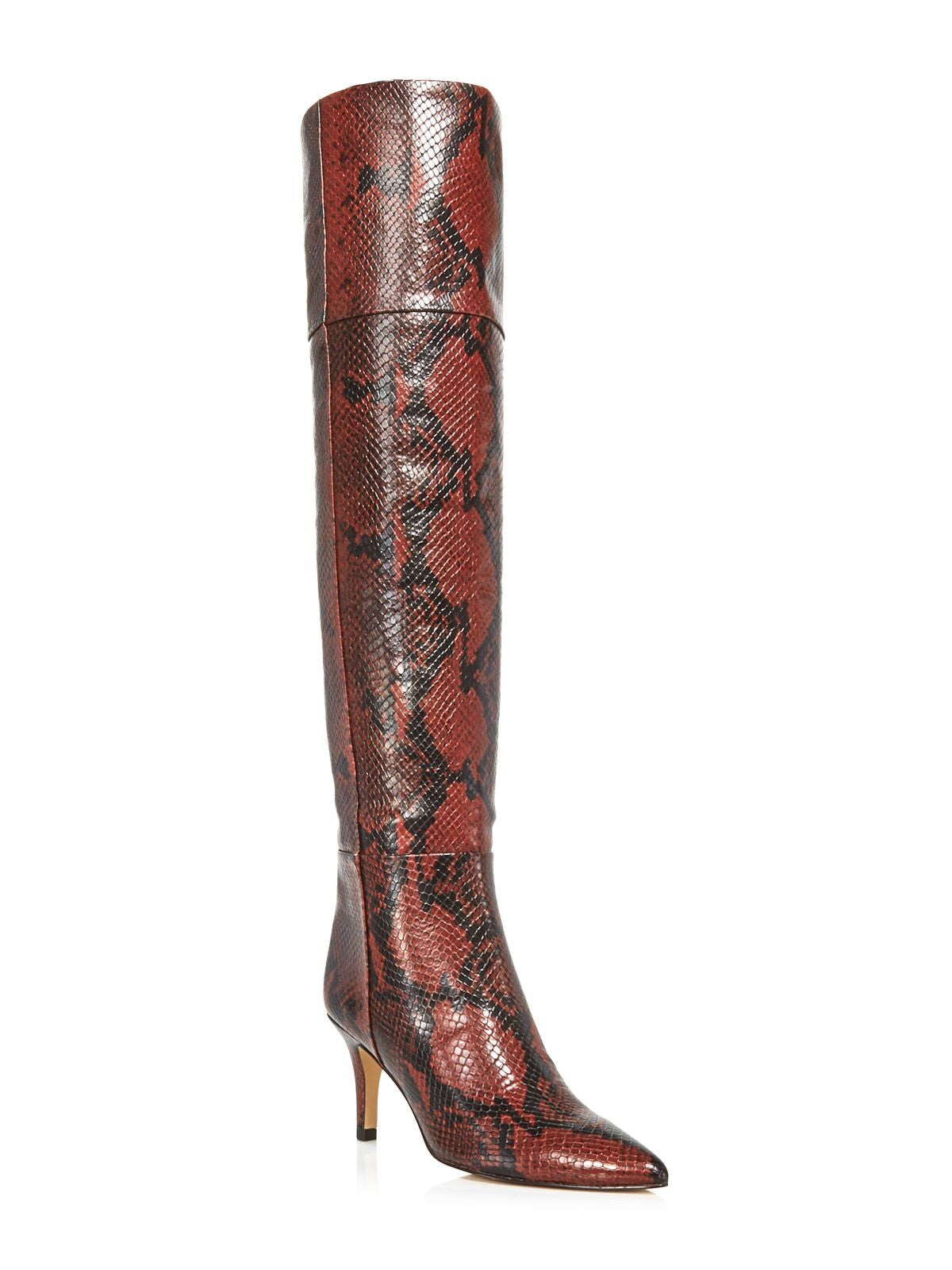 AQUA Womens Snake Orange Snake Padded Pointed Toe Stiletto Dress Boots 5 M