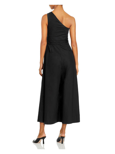 A.L.C Womens Black Cut Out Cropped Sleeveless Asymmetrical Neckline Evening Wide Leg Jumpsuit 10