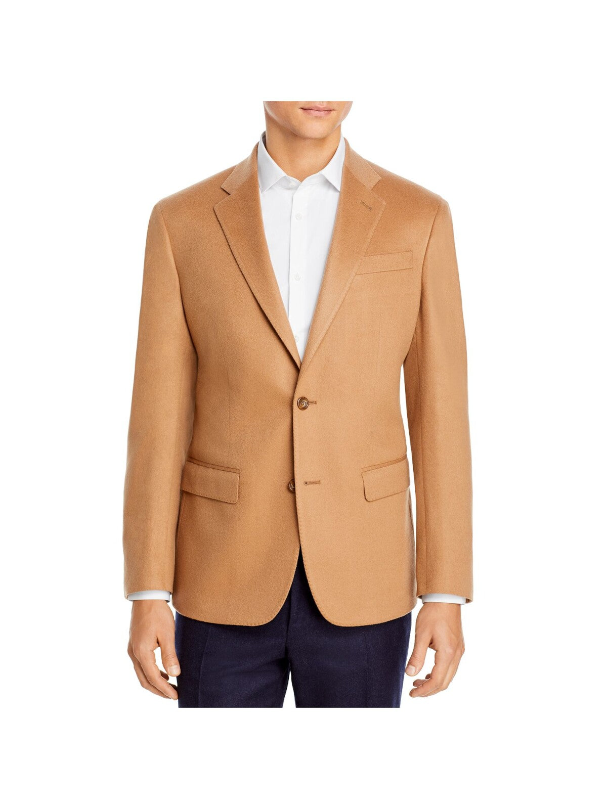 THE MENS STORE Mens Beige Single Breasted, Cashmere Blazer Sport Coat 44 SHORT